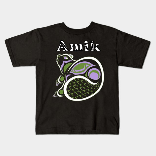 Amik (Beaver) genderqueer Pride Kids T-Shirt by KendraHowland.Art.Scroll